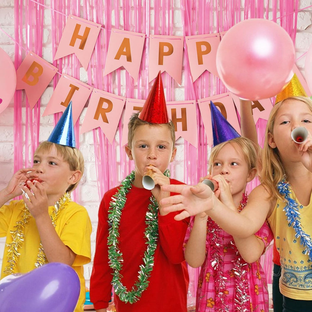 Skiennix 20 Pack Pink Tinsel Curtain Backdrop - Foil Fringe for Birthday & Bachelorette Parties