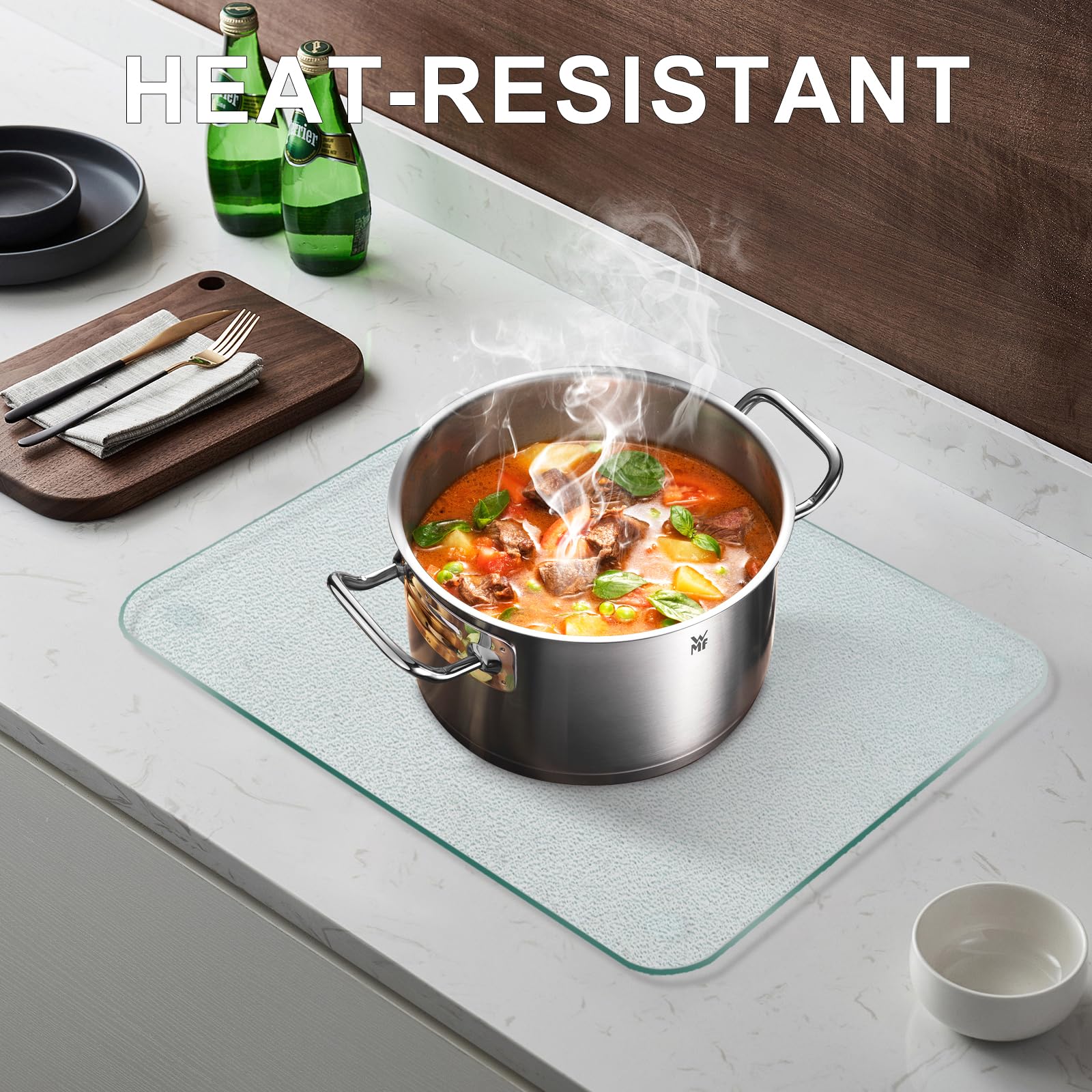 KimiDitt Tempered Glass Cutting Board, 12x16" Glass Cutting Board for Kitchen Counter,Large Size Frosted Glass,with Non-Slip Feet, Scratch Resistant,Heat Resistant