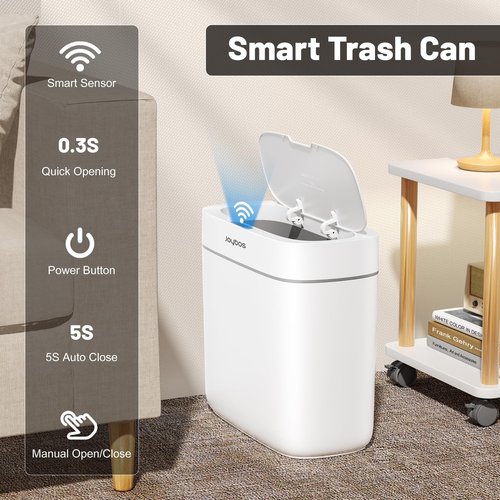 MOPALL Automatic Motion Sensor Bathroom Trash Can with Lid, 3.5 Gallon Touchless Garbage Can,Waterproof Smart Trash Can Small Waste Basket for Kitchen Bedroom Office Bathroom Living Room RV