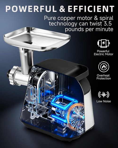 Electric Meat Grinder 2800 Max Meat Mincer With 2 Blades 3 Plates 3 Sausage Tube Food Pusher Meat Claw & Kubbe Kit for Home Use