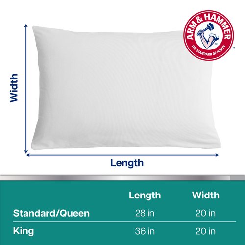 Arm & Hammer Soft Terry Body Pillow Protector, Waterproof, Zipper Closure, White, Standard/Queen, 2-Pack