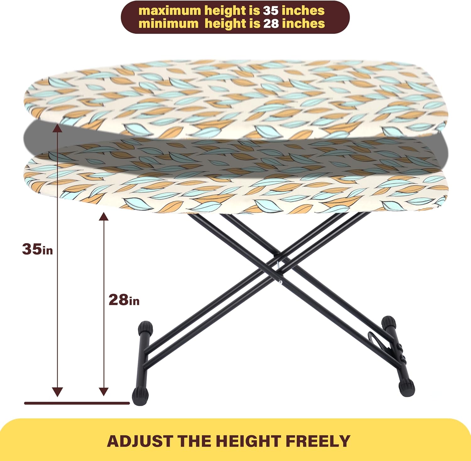 Veiox Ironing Board - Foldable Full Size with Heat Resistant Cover & Adjustable Height | 13x43 Inches