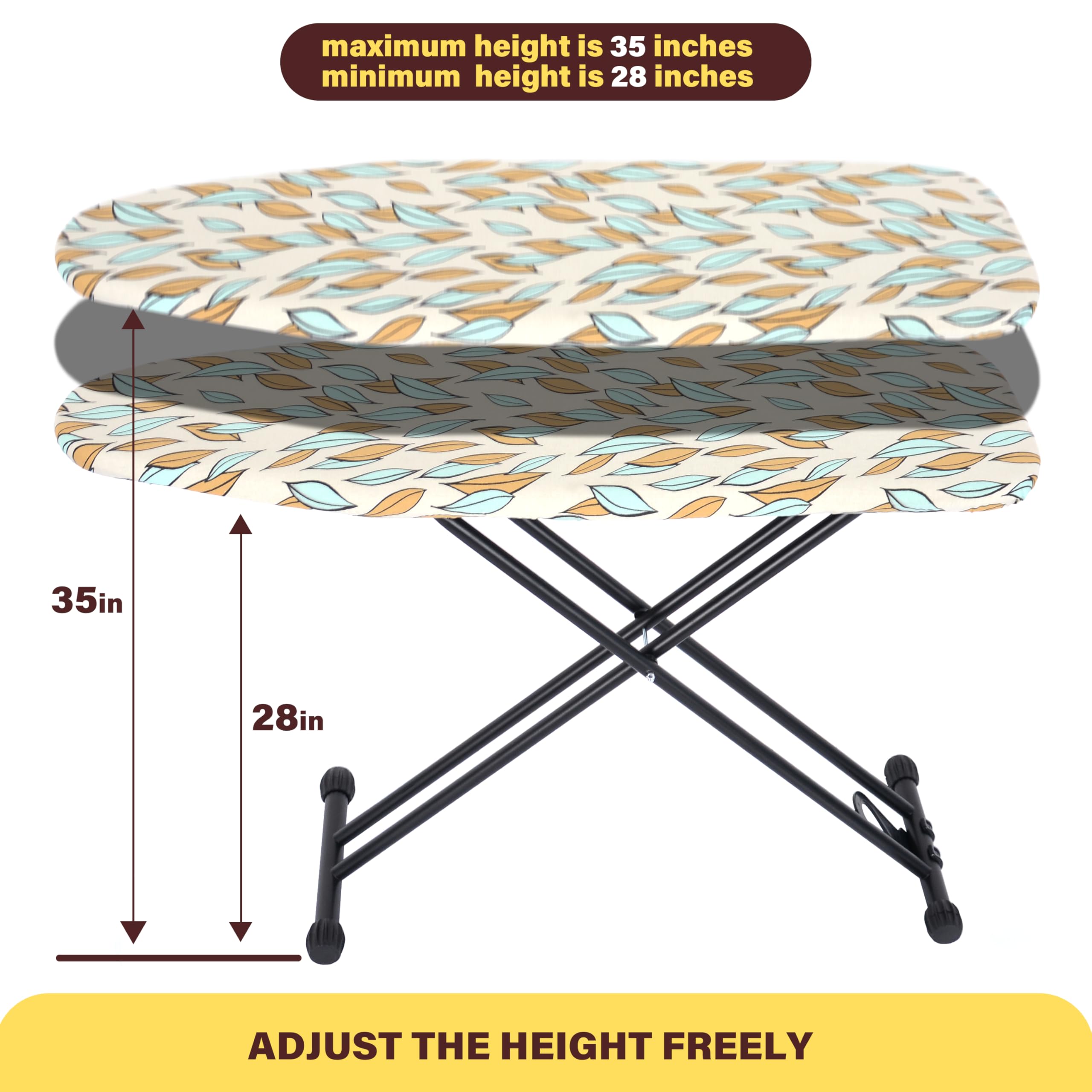veiox Ironing Board with Heat Resistant Cover,Foldable Full Size Iron Board,Heavy Sturdy Legs,Height Adjustable,Wall Mount & Closet Hanger (13x43)