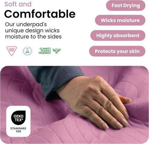 IMPROVIA® Washable Underpads - Heavy Absorbency Reusable Incontinence Pads for Kids & Adults | 18" x 24" - Pack of 4