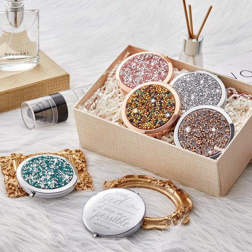 Thyle 12 Pcs Christian Compact Mirror Gifts for Women Bible Study Group Gift Verse Bulk Hand Makeup Compact Purse Religious Baptism for Easter Thank You Valentine's Day(Style 1,Colorful)