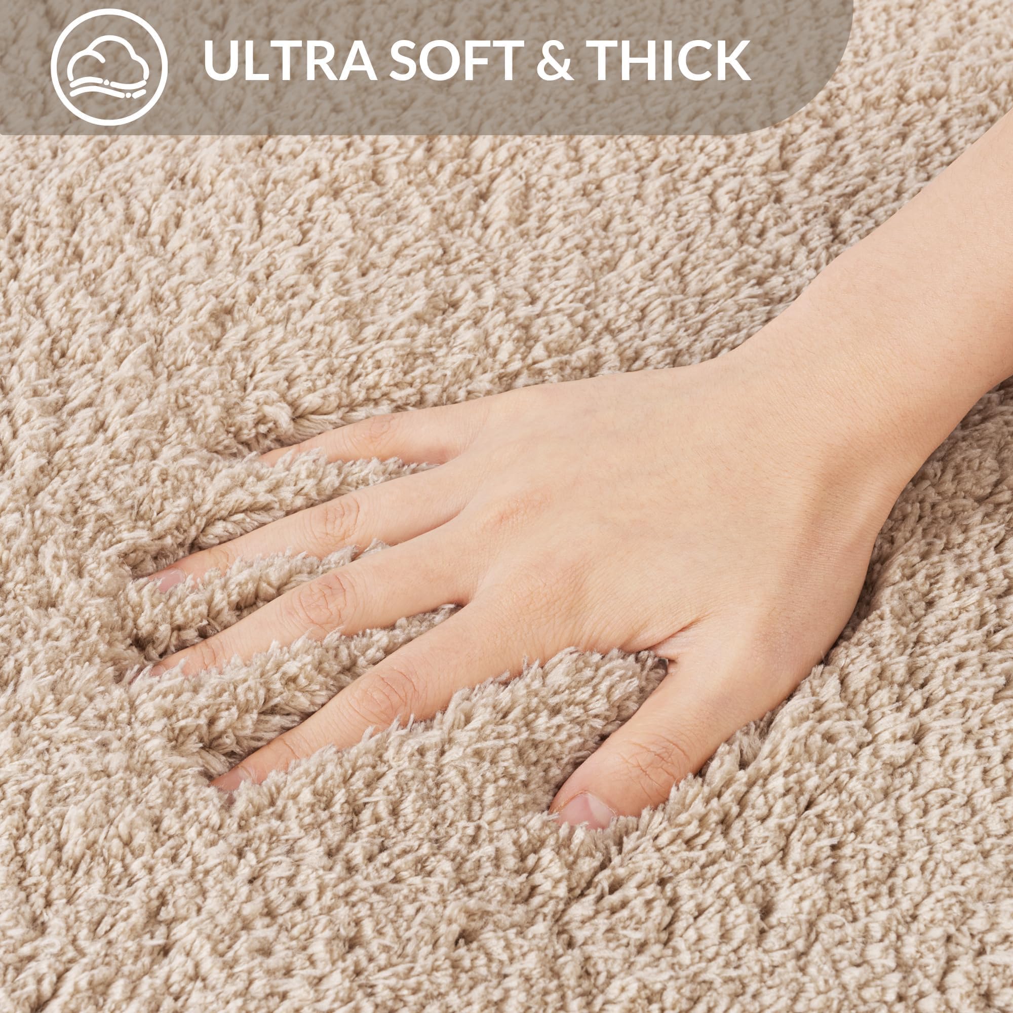 Exclusivo Mezcla Bathroom Rugs Mat 17x24, Extra Soft Non Slip Absorbent Microfiber Bath Rugs, Machine Washable Quick Dry Bath Mats for Bathroom Floor, Shower, Home Decor, Solid Camel