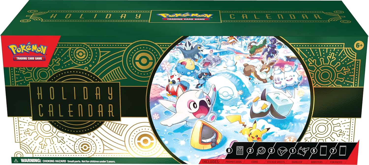 Pokémon TCG Holiday Calendar - 8 Foil Promo Cards & 5 Booster Packs Included