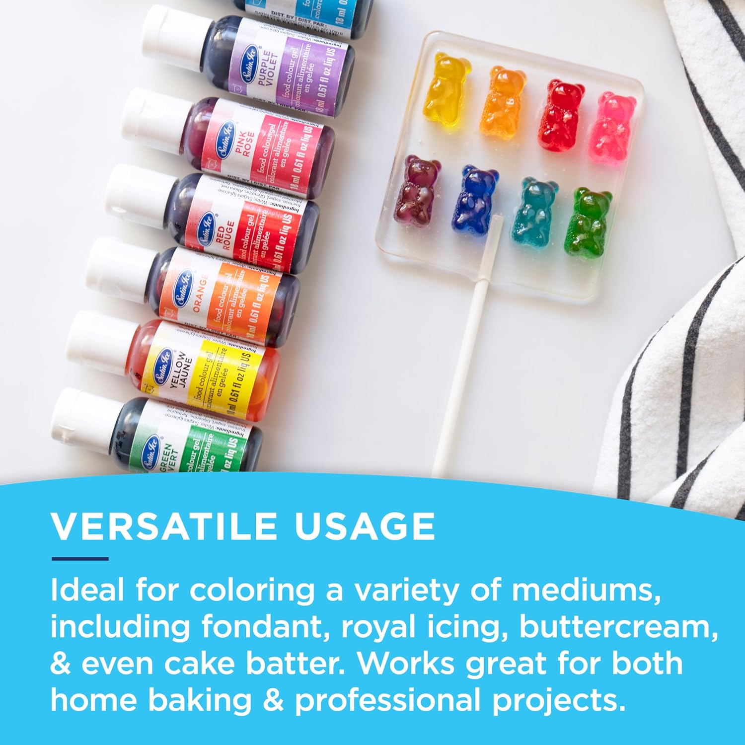 Satin Ice Liquid Gel Food Color - Deep Red, 0.61 Fl Oz Bottle for Vibrant Baking and Decorating