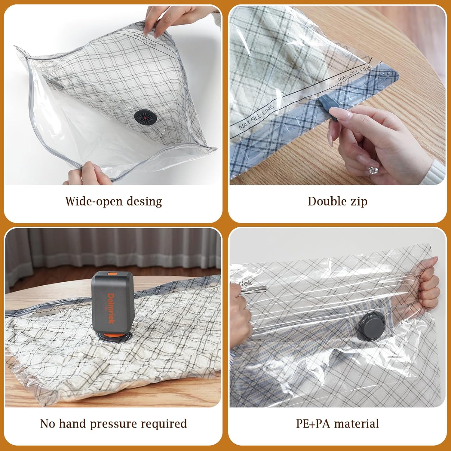 Skiennix Travel Vacuum Storage Bags - 12 Pack Compression Seal Bags with USB Electric Pump | Space Saver for Clothes