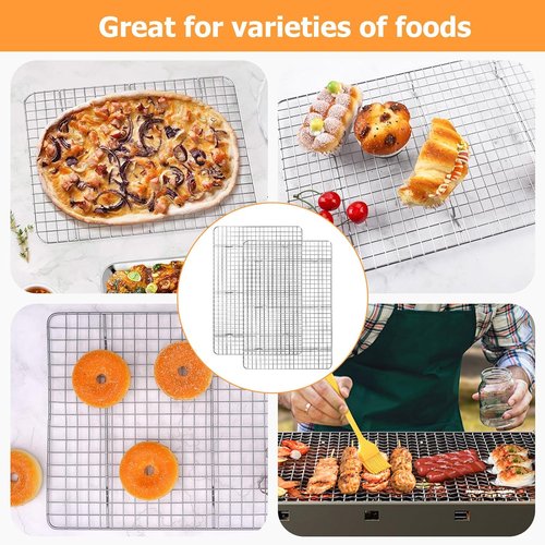 2-Pack Stainless Steel Cooling Racks by [Brand Name] - Oven/Dishwasher Safe, Perfect for Baking & Grilling - 11.5"x16.5" Size