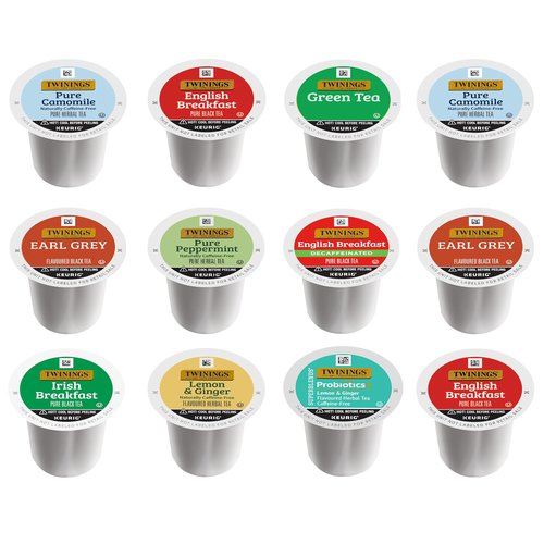 Twinings Tea K Cup Pod Sampler Variety Box (12 Count) 9 Flavours for Keurig Single Serve Brewers, Contains Black, Green, Herbal and Decaffeinated Teas for Tea Lovers