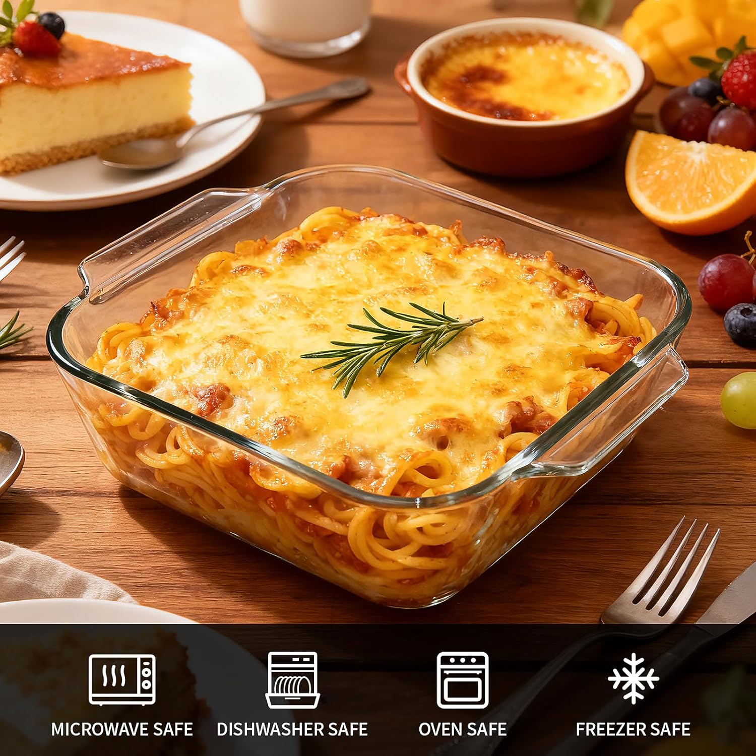 Skiennix 6"x6" Baking Pan Set - Durable Glass Bakeware for Casseroles, Lasagna & Brownies | Ideal for Oven, Microwave & Air Fryer