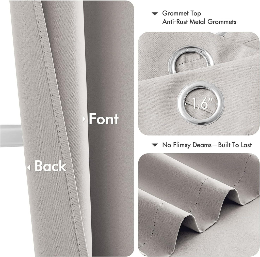MIULEE Blackout Curtains - Thermal Insulated Room Darkening Drapes | 84-Inch, 2 Panels, Cobblestone Color