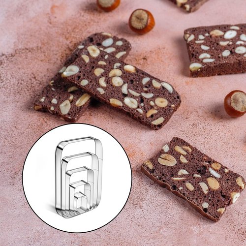 5PCS Rounded Rectangle Cookie Cutter Stainless Steel Rectangle Cookie Mold Biscuit Molds Pastry Molds Fondant Cutter Set (5 Inch 4 Inch 3 Inch 2 Inch 1 Inch)