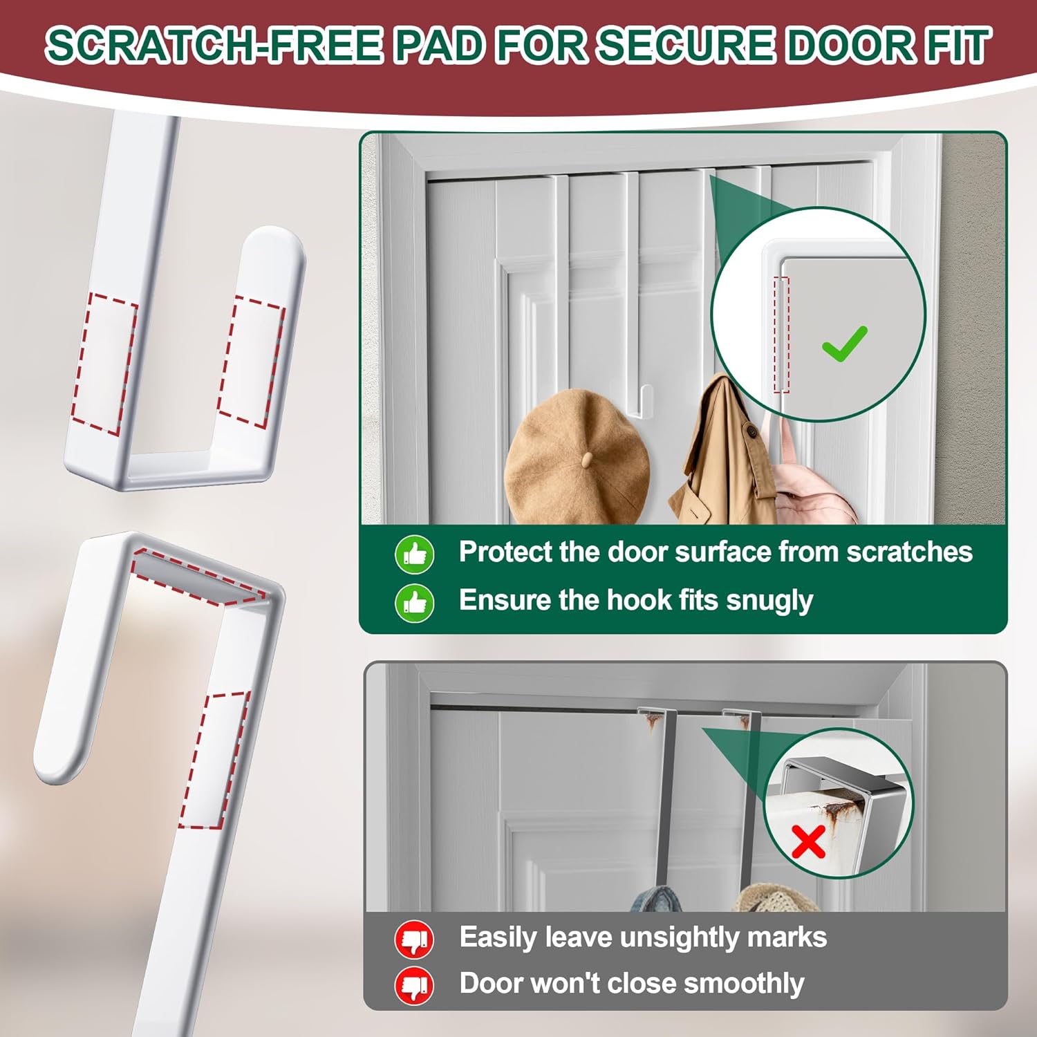 Reversible Wreath Hanger by [Brand Name] - Heavy Duty Steel Over The Door Hook | Fits Most Doors Up to 1-3/4”