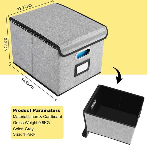 EXLIFBAG Portable File Organizer Box - Collapsible Storage Solution for Home/Office | 2 Pack