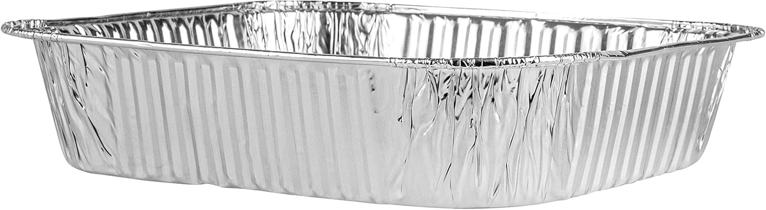 PLASTICPRO Disposable Aluminum Baking Pans - 8'' Square Foil Bakeware for Cakes & Lasagna | Pack of 10