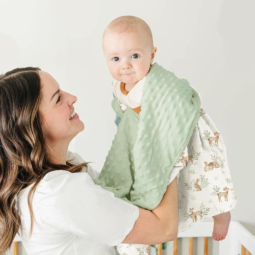 Konssy Baby Blankets - Super Soft Unisex Minky Nursery Blanket with Muslin Cotton Front | Newborn Size