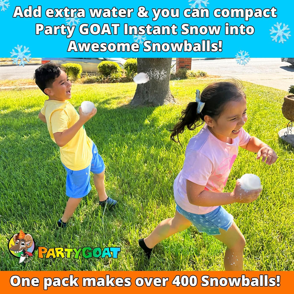 Party Goat Instant Snow Powder - Create 7 Gallons of Snow for Sensory Play | 18oz, Just Add Water!