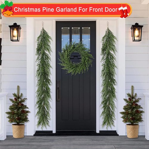 Artgar 5 Ft Pine Garland - Real Touch Pine Garland - Artificial Greenery Christmas Garlands - Green Cedar Garlands for Mantel Staircase Tabletop Home Indoor Outdoor Winter Christmas Decor
