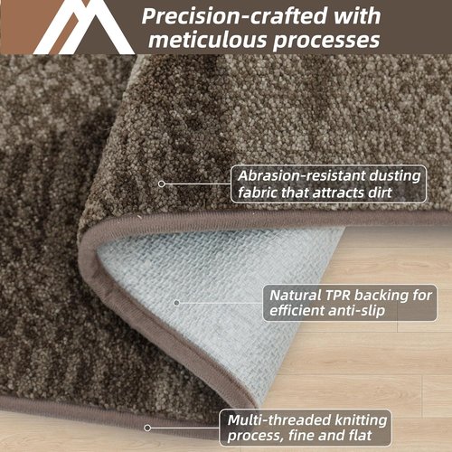 COSY HOMEER Entryway Rugs - Non-Slip Absorbent Polyester Doormat 20"x32" | Washable for High Traffic Areas, Brown