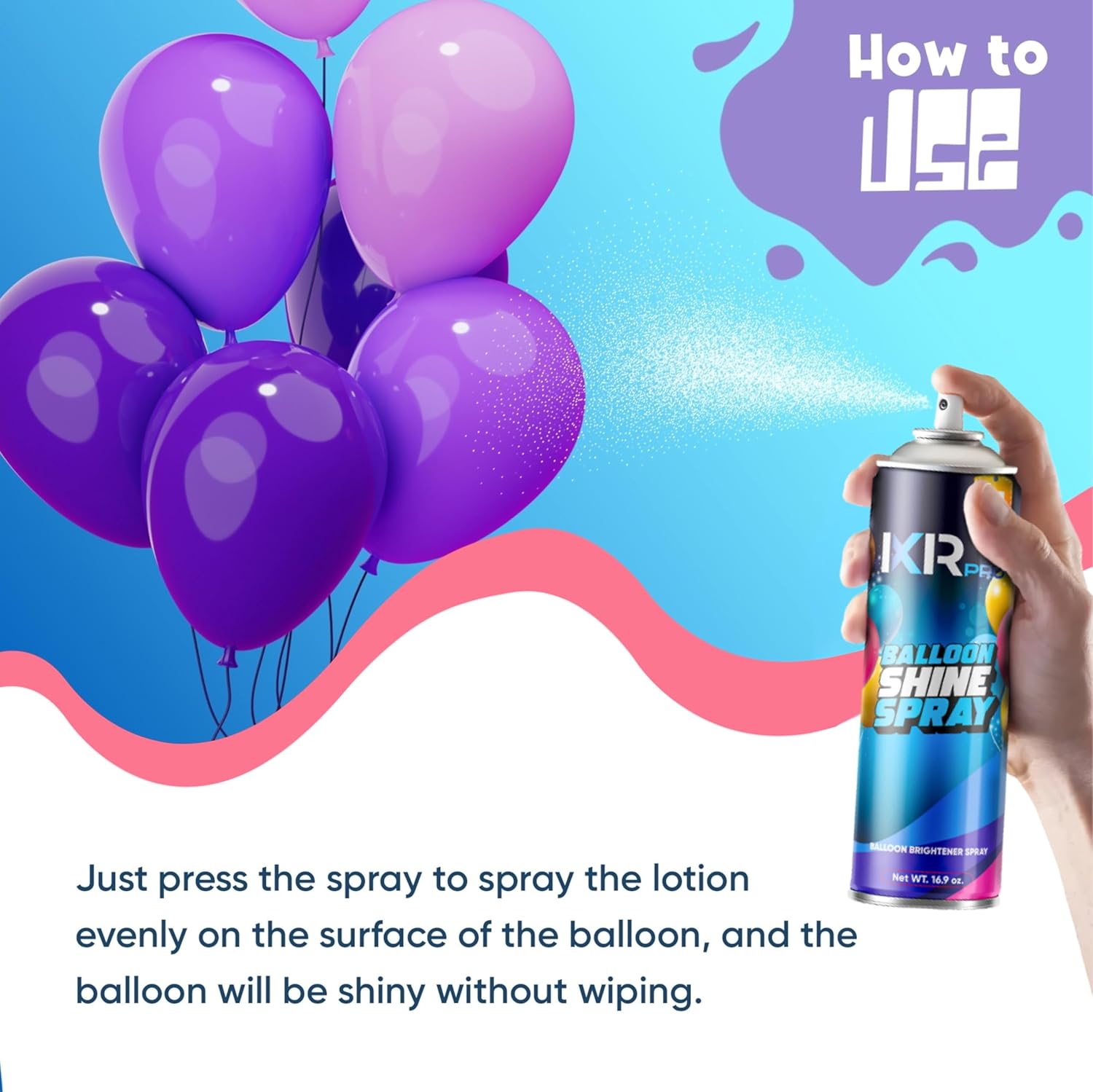 **ixirpro Balloon Shine Spray - Instant High Gloss Finish | 2 x 16.9 oz for Long-Lasting Party Decor**