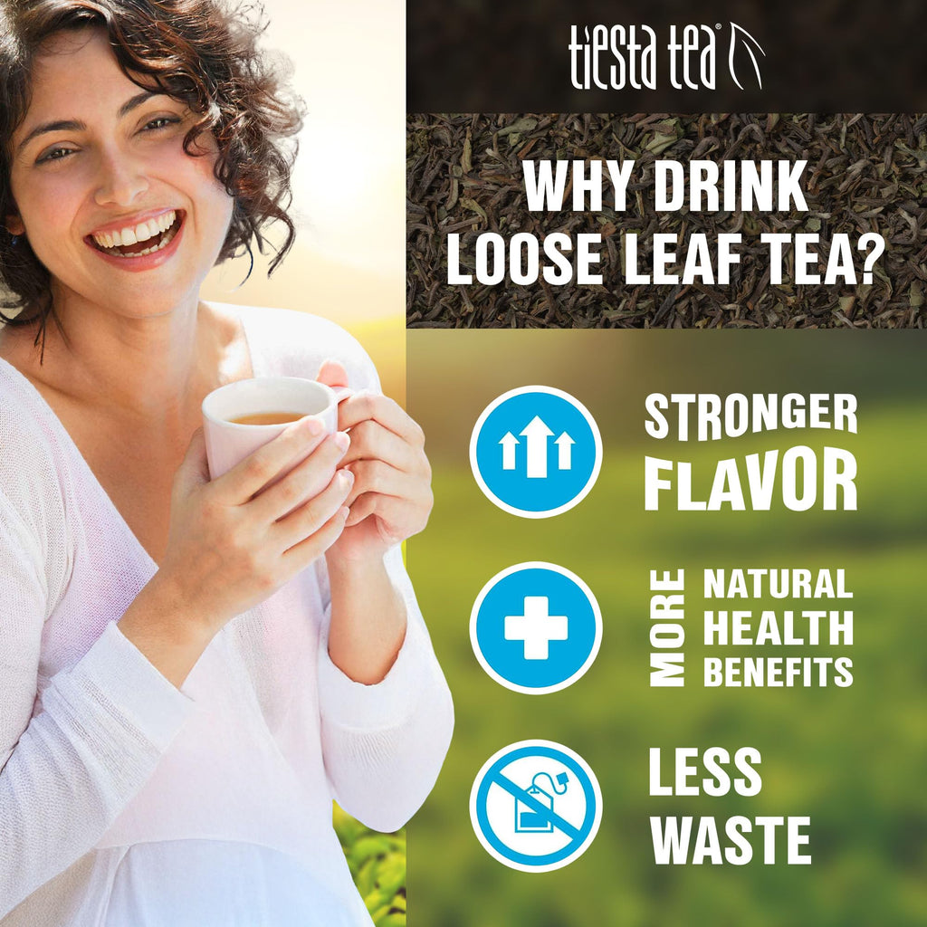 Tiesta Tea - Jasmine Pearls Green Tea, Loose Leaf, Single Origin Premium Jasmine from China, Pure Unblended Medium-Caffeinated Blend, Makes Hot or Iced & Up to 200 Cups, 16oz Resealable Bulk Pouch