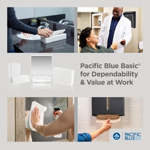 Pacific Blue Basic Multifold Paper Towels by GP PRO (Georgia-Pacific), White, 20204, 250 Towels Per Pack, 16 Packs Per Case, (Case of 16 Packs, 250 per Pack)