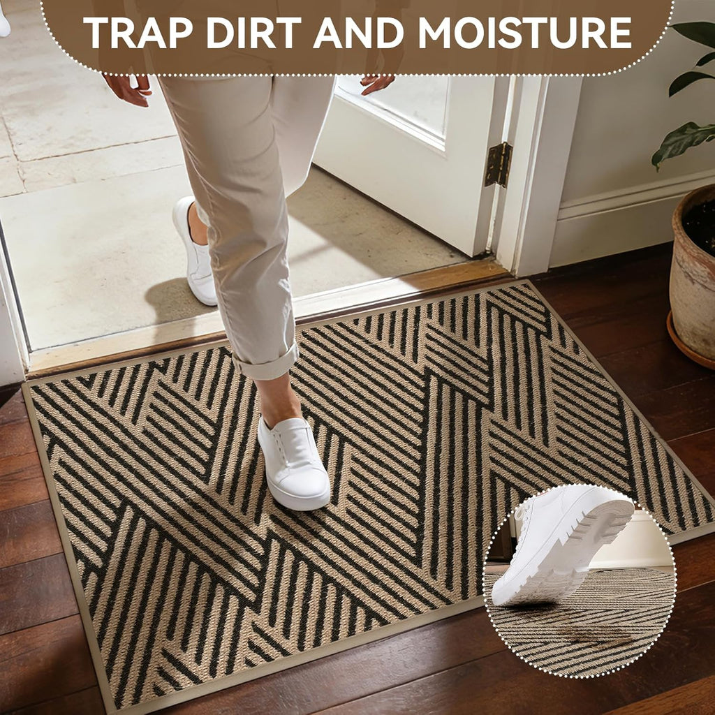 Regine Switzerland Door Mat - Low-Profile Non-Slip Indoor/Outdoor Entryway Mat | 17"x30", Brown, Washable & Dirt Resistant