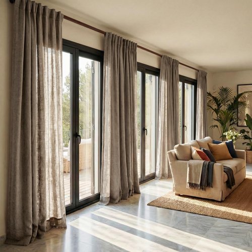 NICETOWN 230 GSM Rich Linen Blend Taupe Curtains 90 inches Long, Rod Pocket & Back Tab Privacy with Light Filtering Semi Sheer Window Treatments for Bedroom/Living Room, W52 x L90, 2 Panels