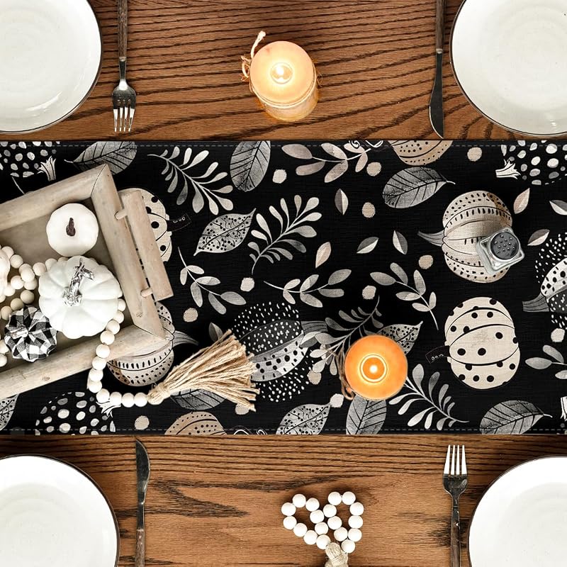 Artoid Mode 13x108 Inch Table Runner - 210 GSM Polyester, Black