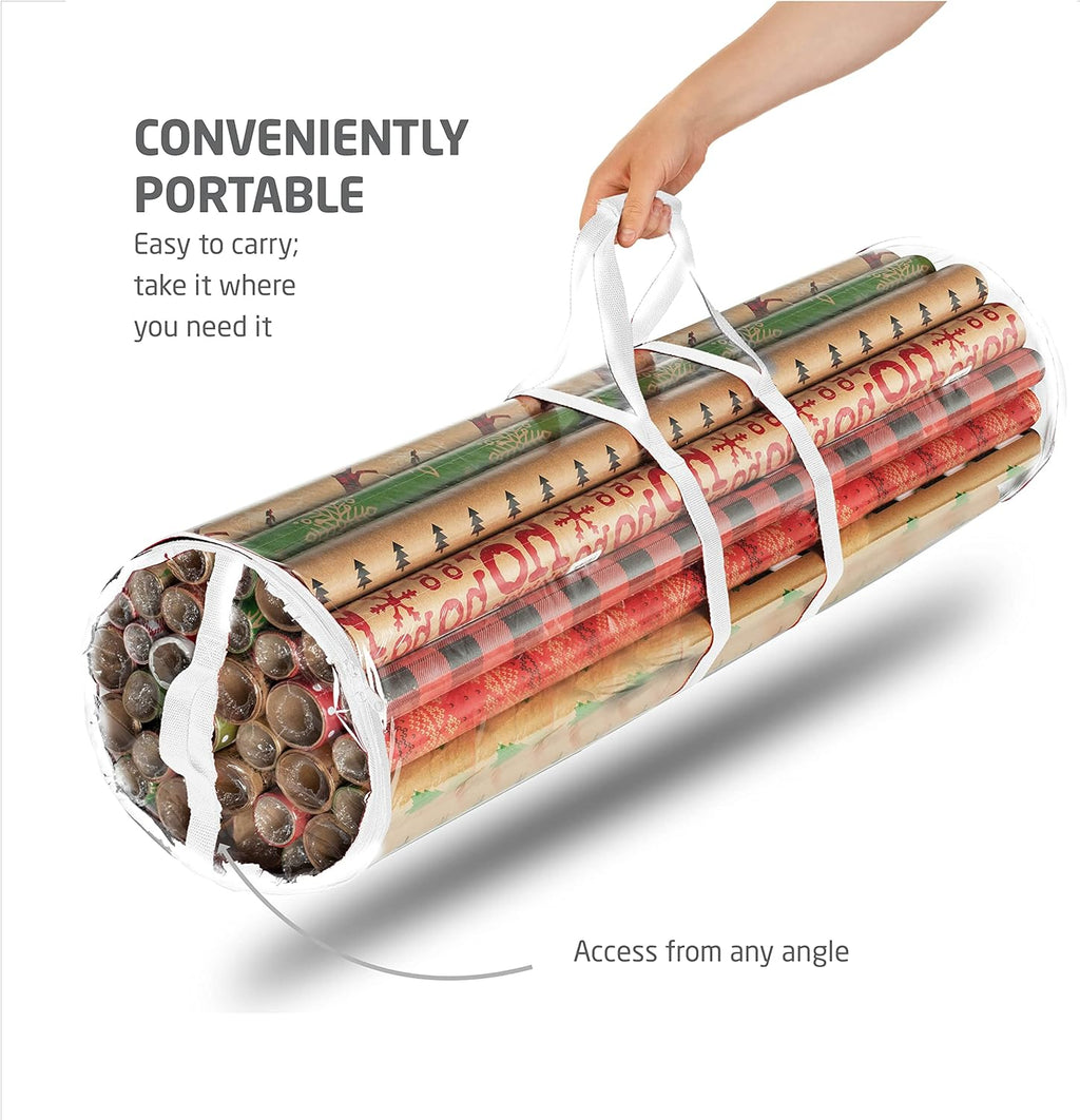 ZOBER Wrapping Paper Organizer - Waterproof 40-Inch Storage for 25 Gift Wrap Rolls
