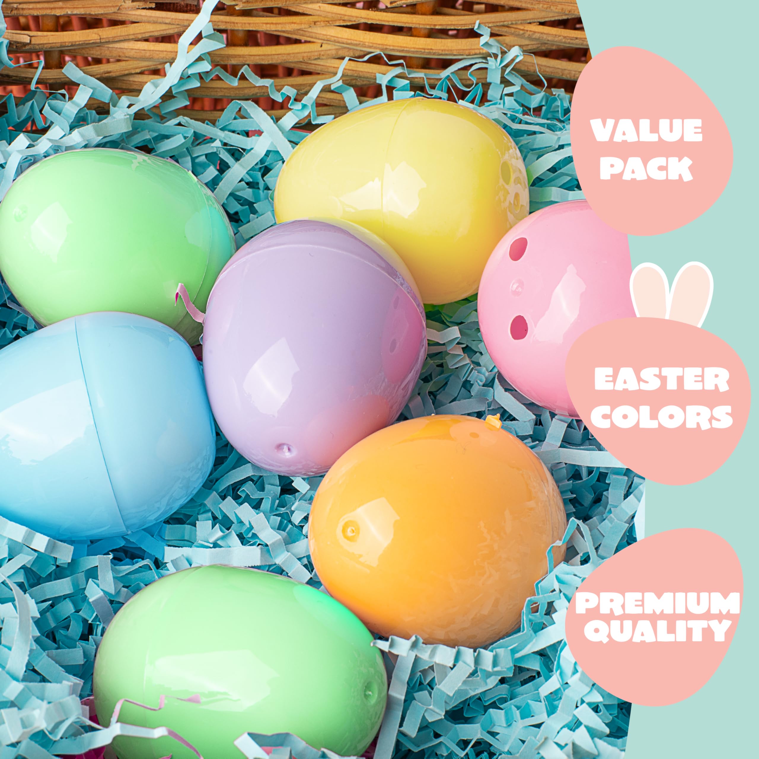 JOYIN 100 PCS Pastel Easter Eggs, 2.3" Empty Plastic Eggs, Colorful Plastic Eggshell Bulks for Easter Hunt, Filling Treats, Party Favor, Easter Basket Stuffers, Classroom Prize Supplies