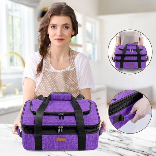 BAGSPRITE Insulated Casserole Carrier - Expandable Thermal Tote for Hot or Cold Food | Fits 9" x 13" Dish