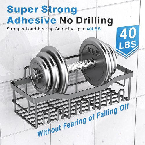 EUDELE Shower Caddy - 2 Pack Adhesive Organizer for Bathroom & Kitchen | No Drilling, Rustproof Stainless Steel