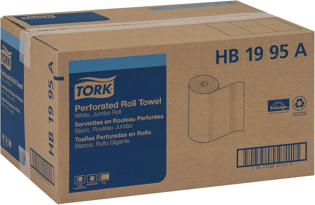 Universal Perforated Towel Roll - Two-Ply, 11 x 9 Inches, White - 210 Sheets Per Roll
