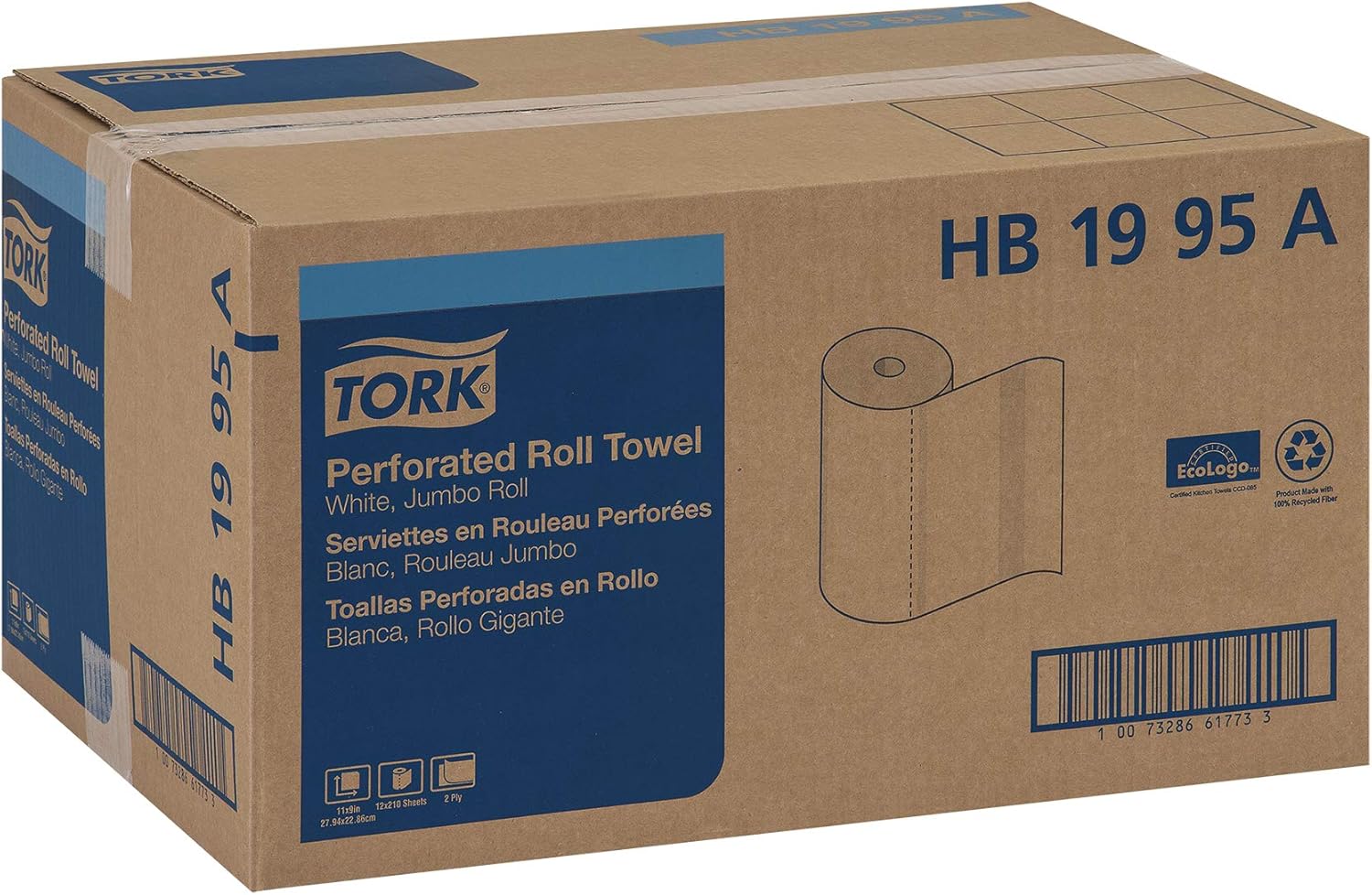 Universal Perforated Towel Roll - Two-Ply, 11 x 9 Inches, White - 210 Sheets Per Roll