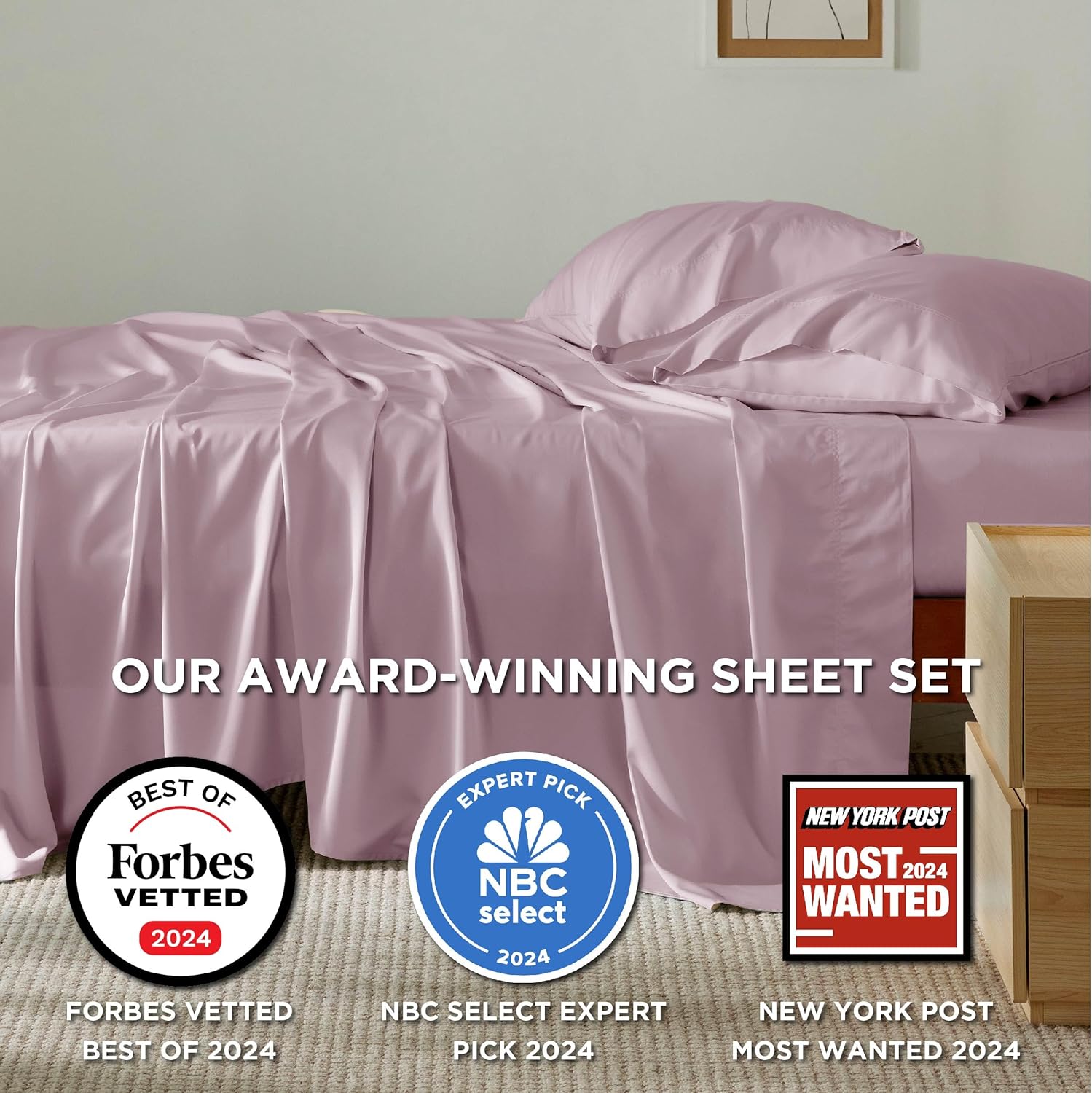 Bedsure Cooling Bed Sheets - Soft Rayon from Bamboo | Breathable Deep Pocket Full Size Bedding in Lavender