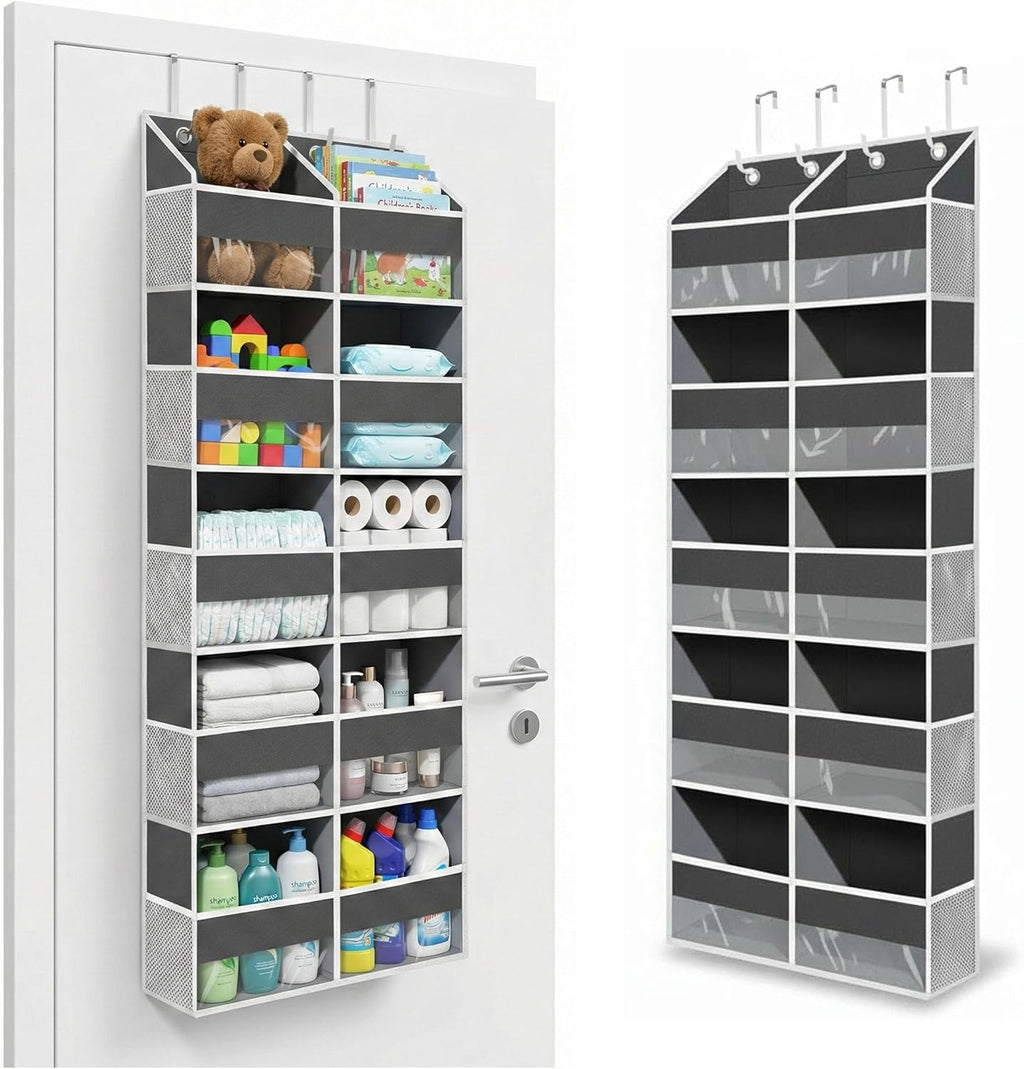 Skiennix 10-Pocket Over The Door Organizer - Heavy-Duty 600D Oxford Fabric, Upgraded Hooks for Dorm & Closet Storage