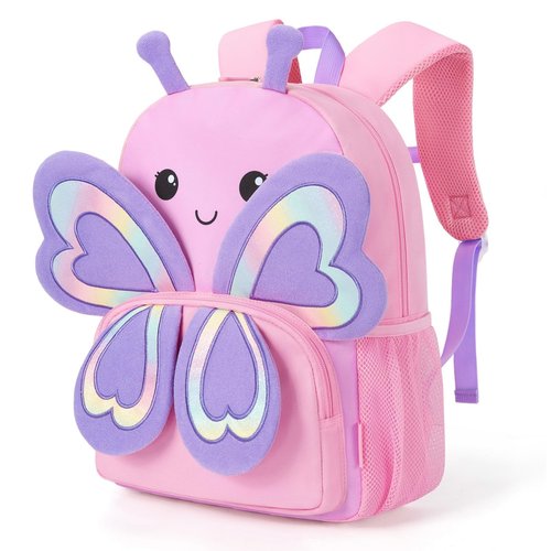 mommore Kids Backpack Preschool Kindergarten Backpack for Girls 4-6 Butterfly Girl Bookbag 15” for Elementary School