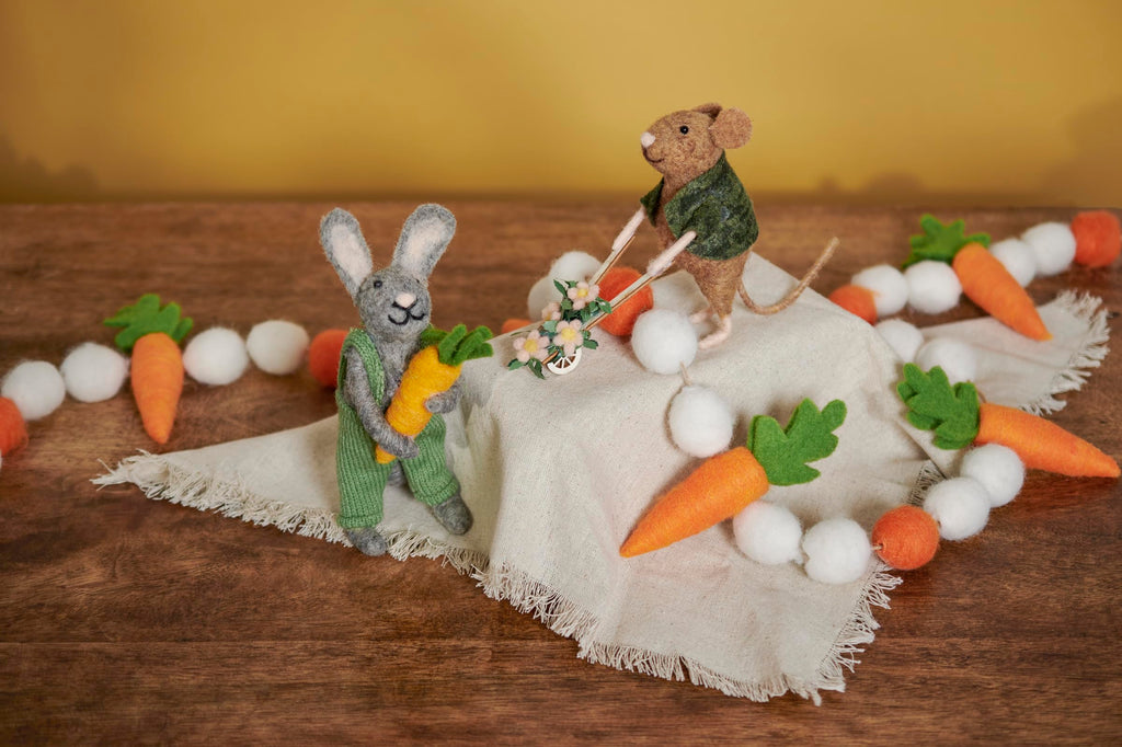 Primitives by Kathy Collectible Critter, Gardening Mouse Pushing Spring Flower Wheelbarrow | Coordinates with Spring Home Décor or Garden Themed Displays