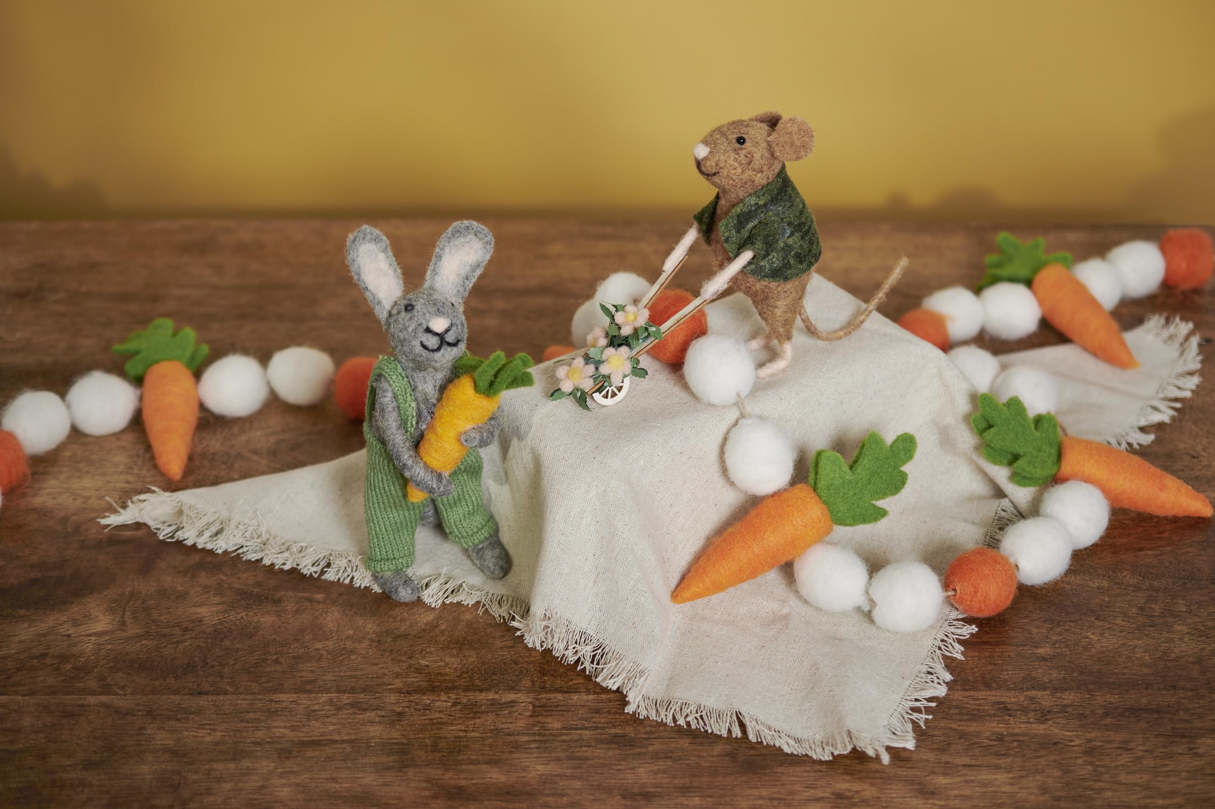 Primitives by Kathy Collectible Critter, Gardening Mouse Pushing Spring Flower Wheelbarrow | Coordinates with Spring Home Décor or Garden Themed Displays