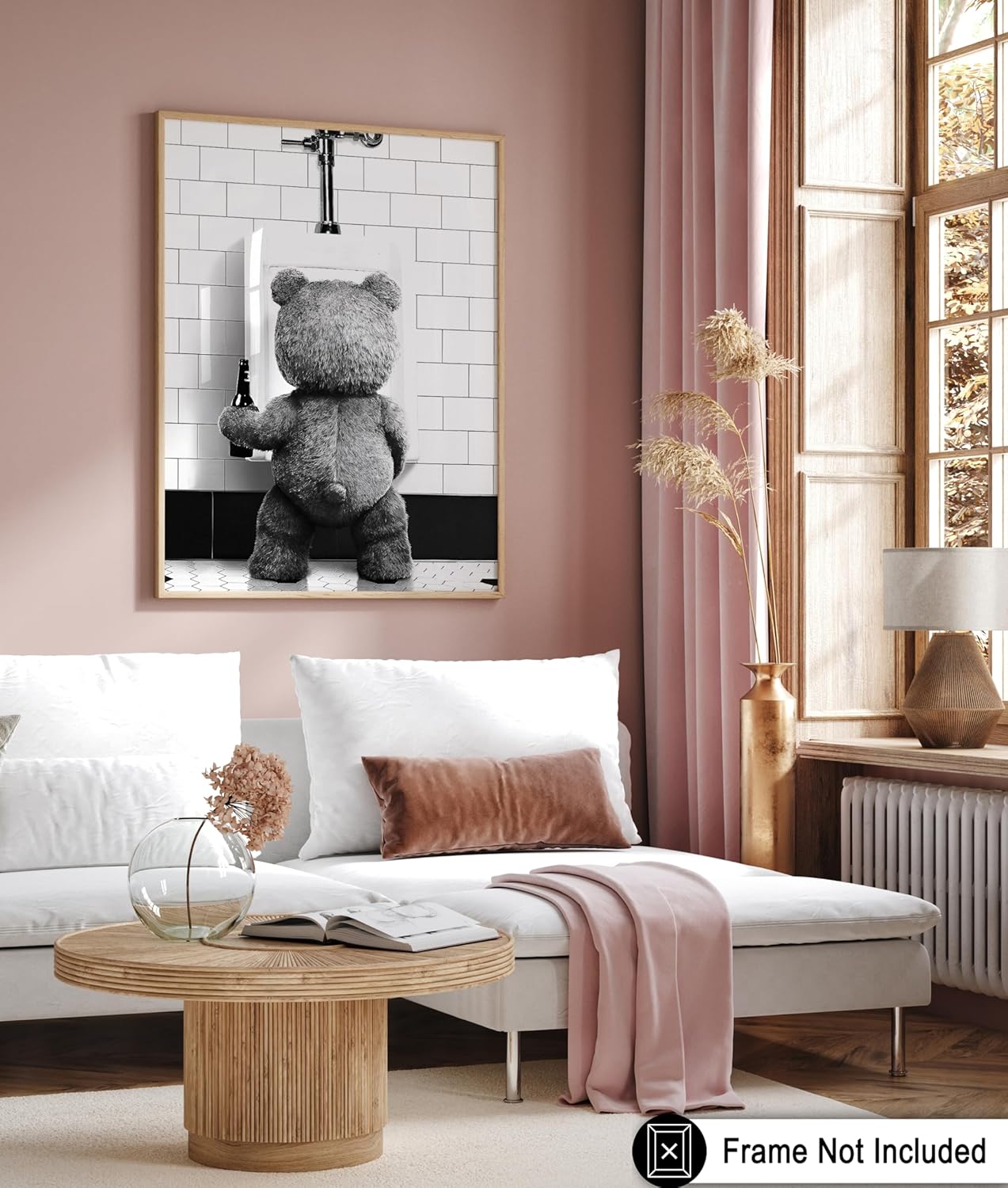 Poster Master Funny Teddy Bear Print - Humorous Black & White Wall Art for Bathroom, Nursery | 8x10 Unframed