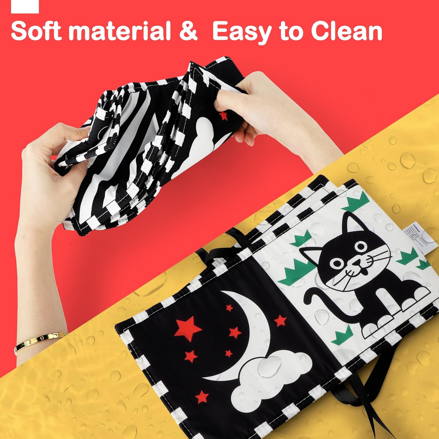 URMYWO Black and White Baby Toy - Soft Tummy Time Sensory Book for Newborns 0-12 Months | Visual Stimulation Gift