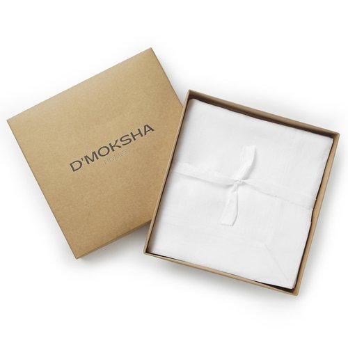 D'Moksha Homes White Linen Tablecloth 54 x 72 Inch - 100% Pure Linen Tablecloth for Rectangle Tables - Machine Washable Table Cloth for Mothers Day, Spring