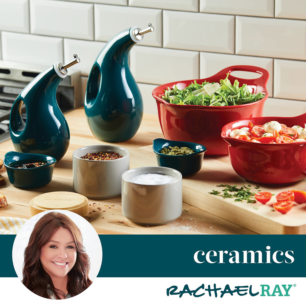 Rachael Ray Ceramics Stacking Spice/Seasoning Box Set with Lid, 2 Piece, Teal