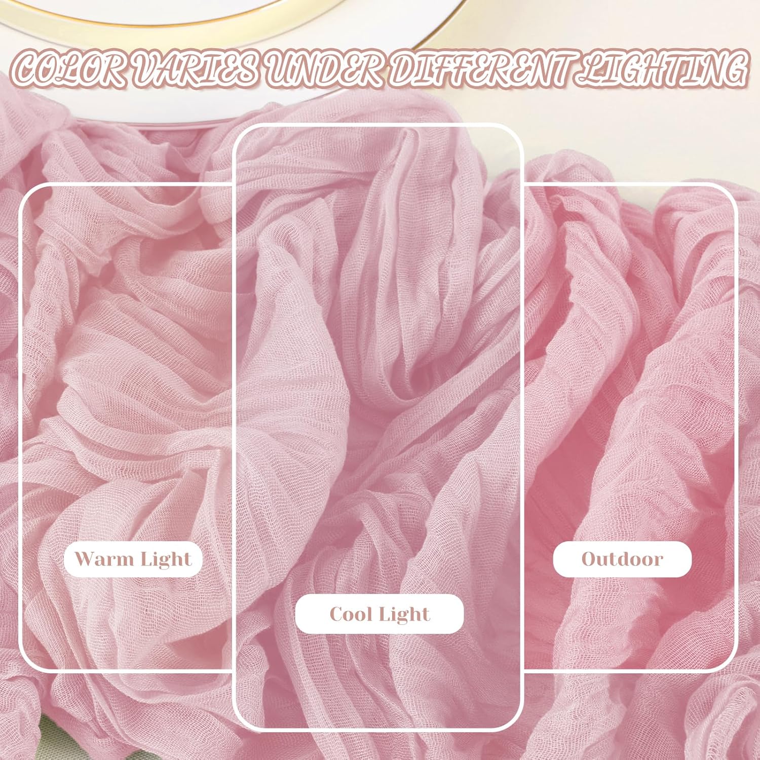 Skiennix Pink Cheesecloth Table Runner - 10Ft Boho Gauze Design for Weddings & Events | 120 Inches Long