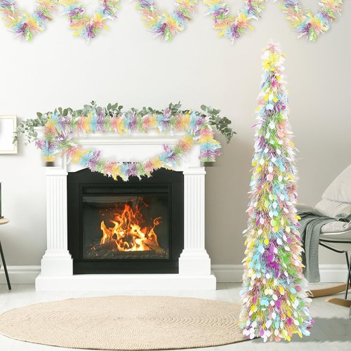 JIALEIXI 5ft Christmas Pencil Tree - Festive Egg Decorations for Home Holiday Parties & Easter Decor