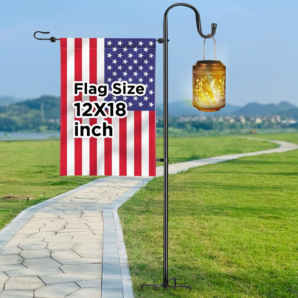 Skiennix Garden Flag Stand - Heavy Duty Holder for 12x18 Flags | 46-Inch Shepherd Hook for Patio & Yard Decor