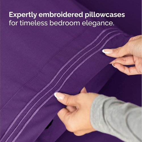 Comfy Twin Size 3-Piece Sheet Set by [Brand Name] | Breathable & Cooling Hotel Luxury Bedding - Ultra-Soft, Deep Pockets - Oeko-Tex Certified - Purple